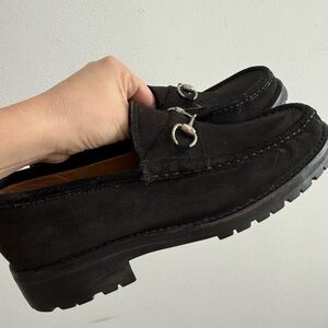 Gucci Black Vintage Suede Horsebit Loafers
